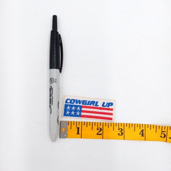 Cowgirl Up Embroidered Patch Red White Blue Rodeo Stars Stripes USA Flag Ladies - Picture 4 of 8